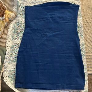 Blue denim tube top dress